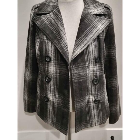 Old Navy Classic Plaid Pea Coat Jacket Women's Small - Picture 9 of 10